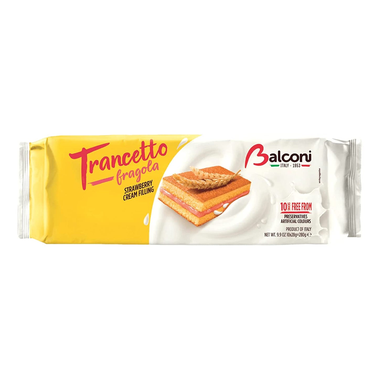 Balconi Trancetto Fragola Sponge Cake Bars With Strawberry Cream Filling (10 pcs) - Damaski