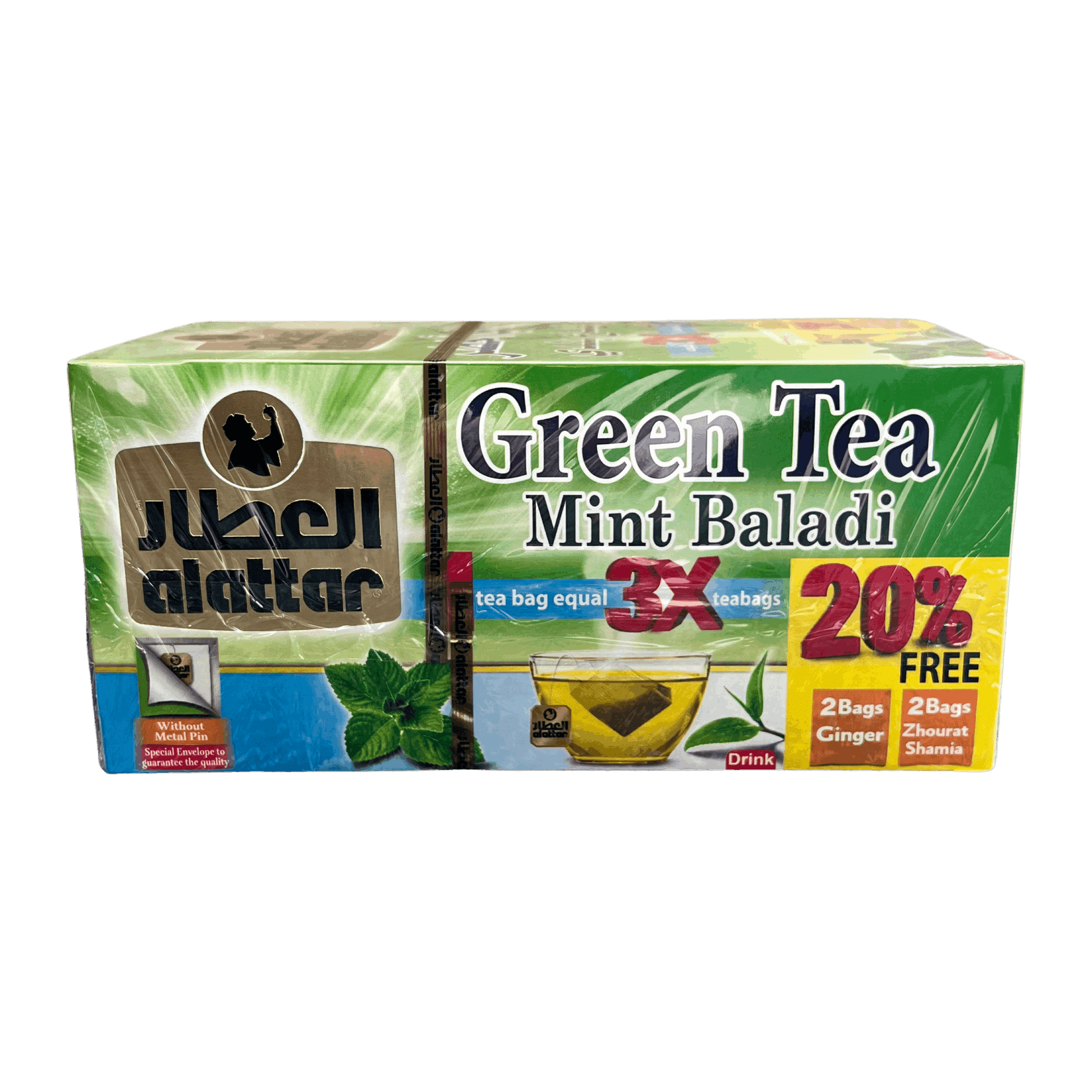 AlAttar Green Tea With Baladi Mint 20 Bags - Damaski