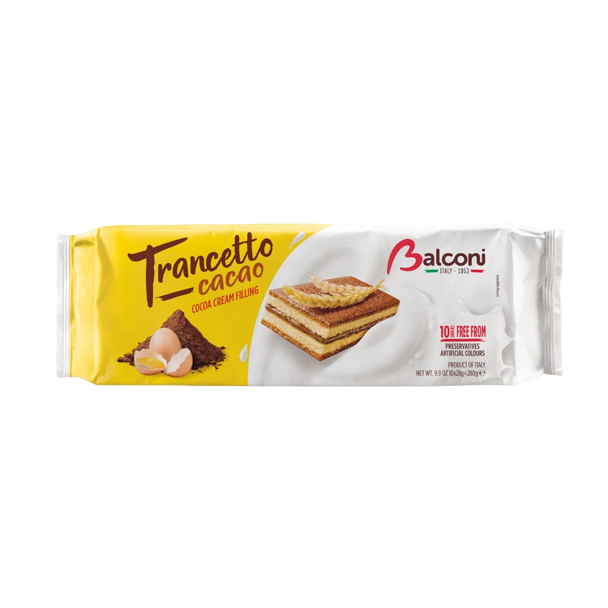 Balconi Trancetto Cacao Sponge Cake Bars With Cocoa Cream Filling (10 pcs) - Damaski